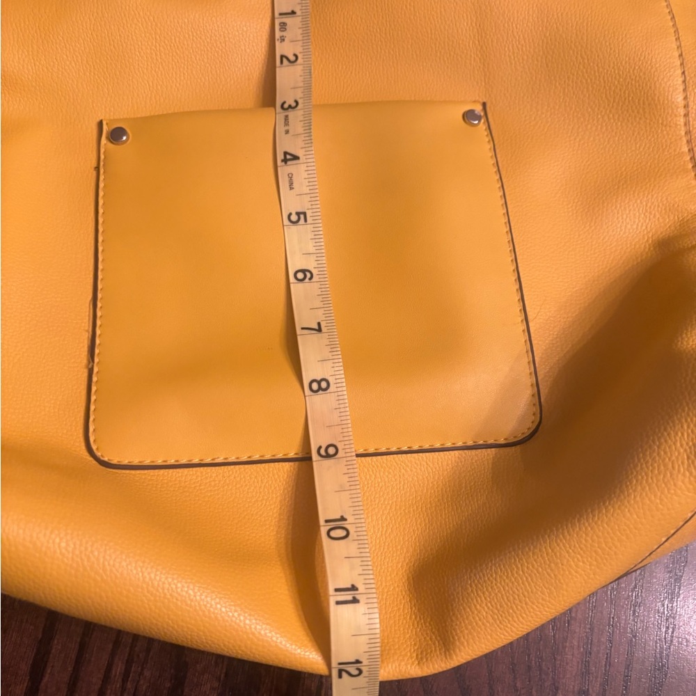 a new day Mustard Yellow Women’s Tote Bag with Front Patch Pocket